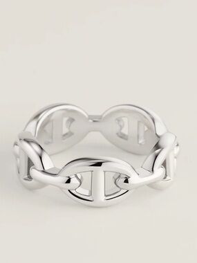 Hermes Chain D’Ancre Silver Ring Size 5.75